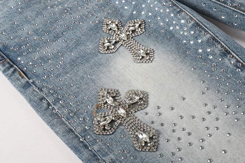 Purple Brand Crystal Diamond Jeans #9132